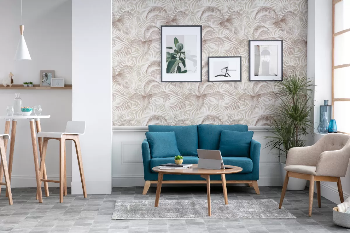 Miliboo Sofá De Diseño-Sofá nórdico 2 plazas desenfundable gris oscuro y patas madera clara OSLO