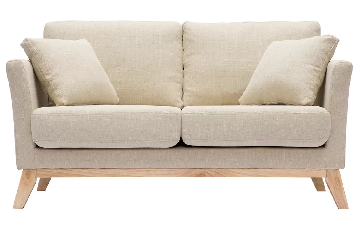 Miliboo Sofá De Diseño-Sofá nórdico 2 plazas desenfundable tejido beige OSLO