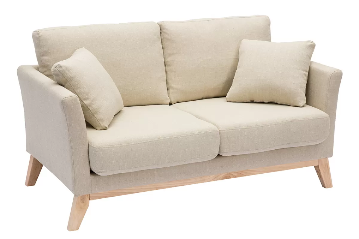 Miliboo Sofá De Diseño-Sofá nórdico 2 plazas desenfundable tejido beige OSLO