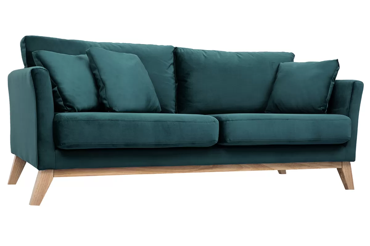 Miliboo Sofá De Diseño-Sofá nórdico 3 plazas desenfundable terciopelo azul terciopelo OSLO