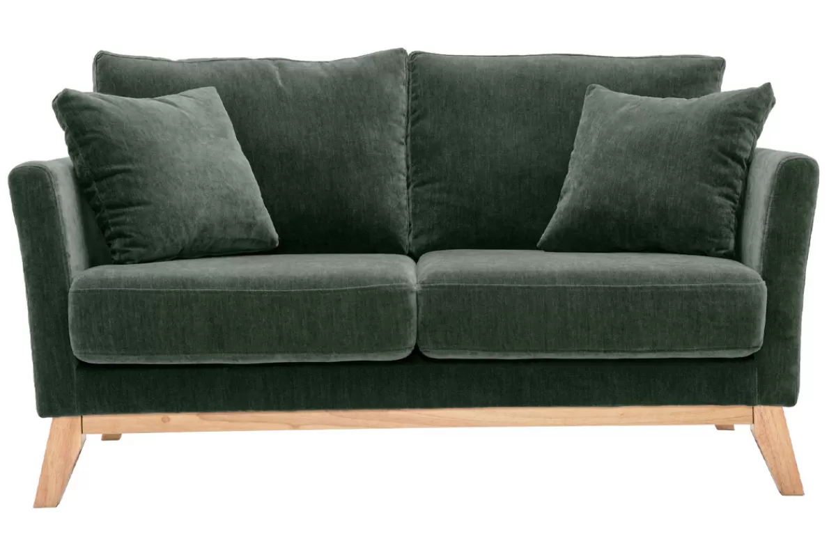Miliboo Sofá De Diseño-Sofá nórdico 2 plazas desenfundable terciopelo kaki OSLO