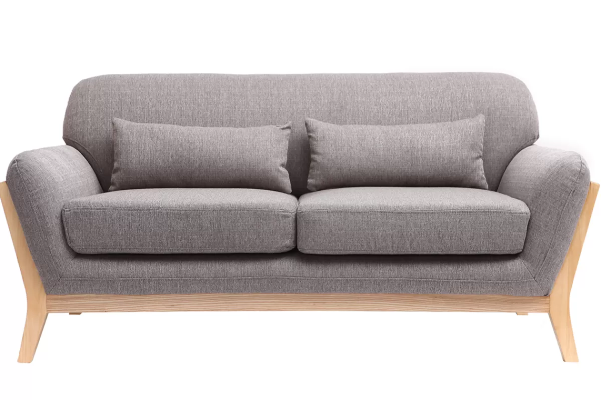Miliboo Sofá De Diseño-Sofá nórdico 2 plazas gris patas madera YOKO