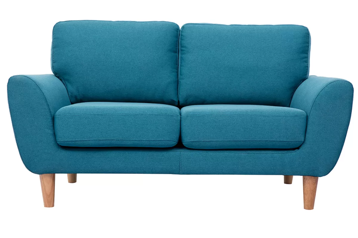 Miliboo Sofá De Diseño-Sofá nórdico 2 plazas tejido azul petróleo ALICE