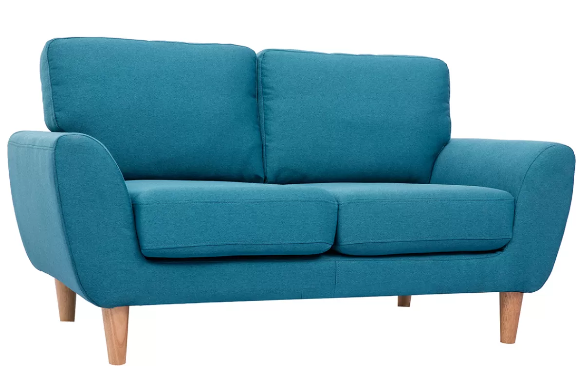 Miliboo Sofá De Diseño-Sofá nórdico 2 plazas tejido azul petróleo ALICE