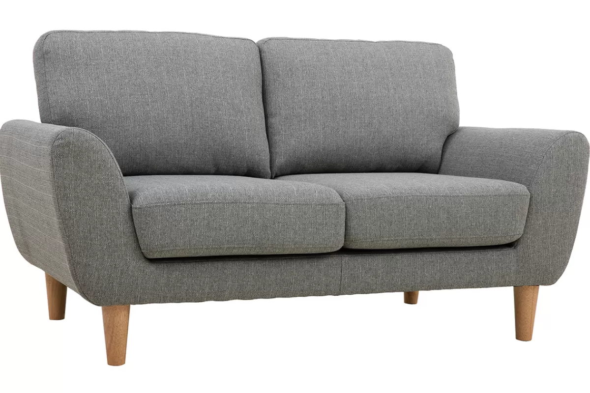 Miliboo Sofá De Diseño-Sofá nórdico 2 plazas tejido gris claro ALICE