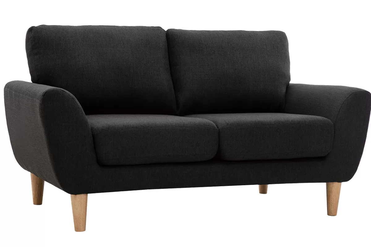 Miliboo Sofá De Diseño-Sofá nórdico 2 plazas tejido gris oscuro ALICE
