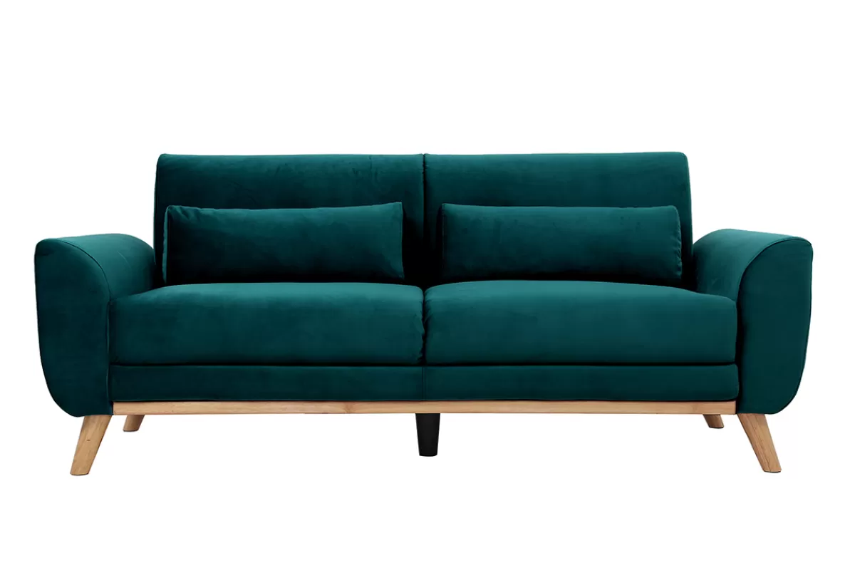Miliboo Sofá De Diseño-Sofá nórdico 3 plazas terciopelo azul petróleo EKTOR