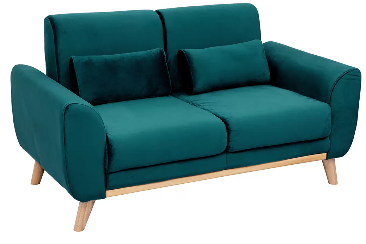 Miliboo Sofá De Diseño-Sofá nórdico 2 plazas terciopelo azul petróleo EKTOR