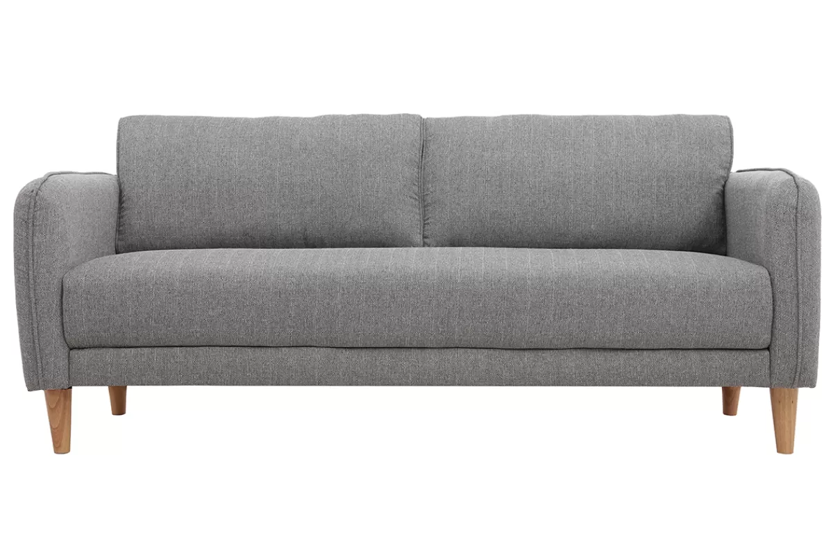 Miliboo Sofá De Diseño-Sofá nórdico 3 plazas terciopelo gris claro KURT
