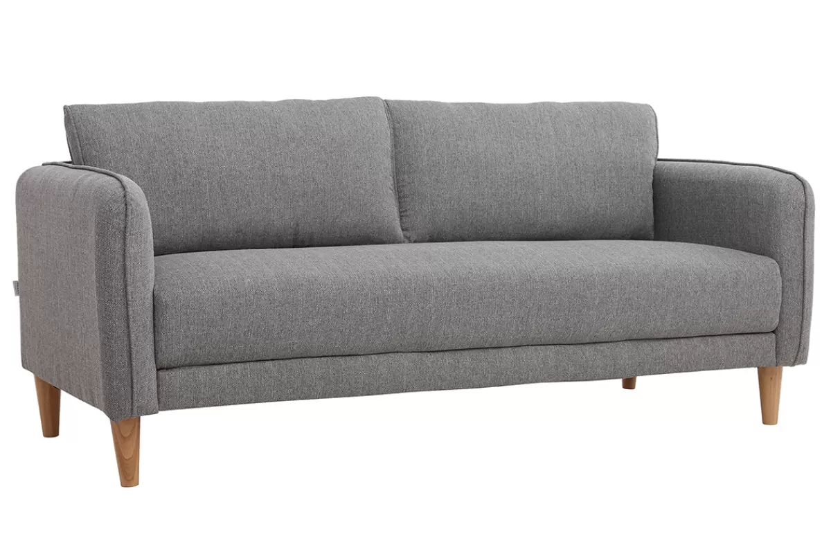 Miliboo Sofá De Diseño-Sofá nórdico 3 plazas terciopelo gris claro KURT