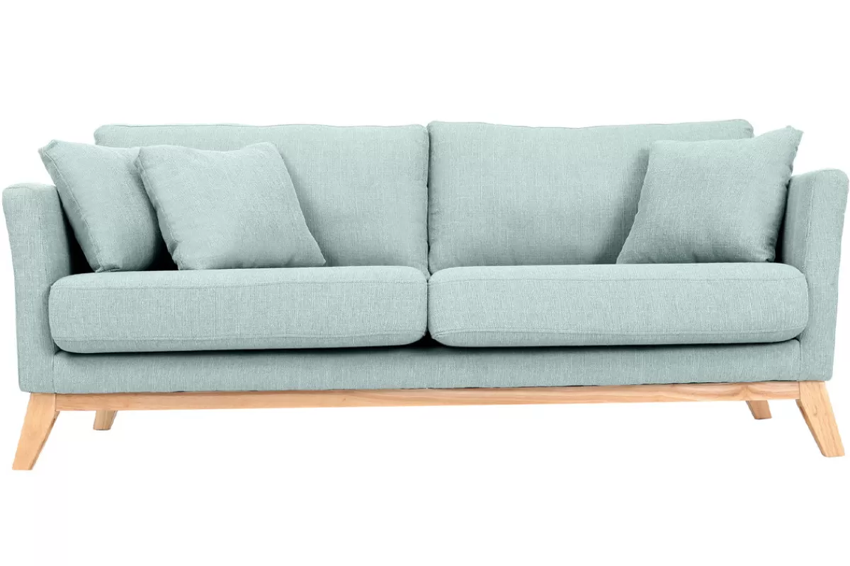 Miliboo Sofá De Diseño-Sofá nórdico 3 plazas verde agua desenfundable patas madera OSLO