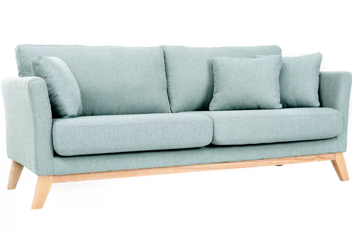 Miliboo Sofá De Diseño-Sofá nórdico 3 plazas verde agua desenfundable patas madera OSLO