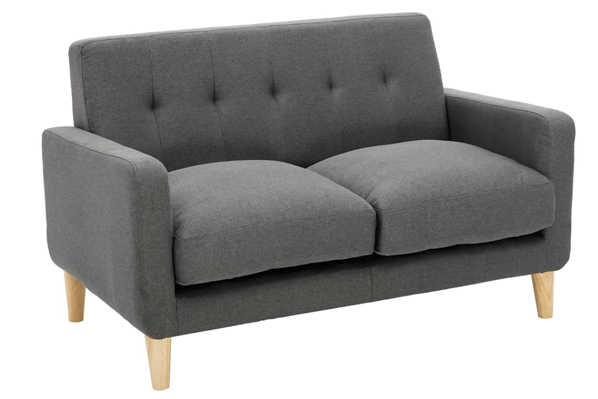 Miliboo Sofá De Diseño-Sofá nórdico de 2 plazas en tejido gris oscuro LUNA