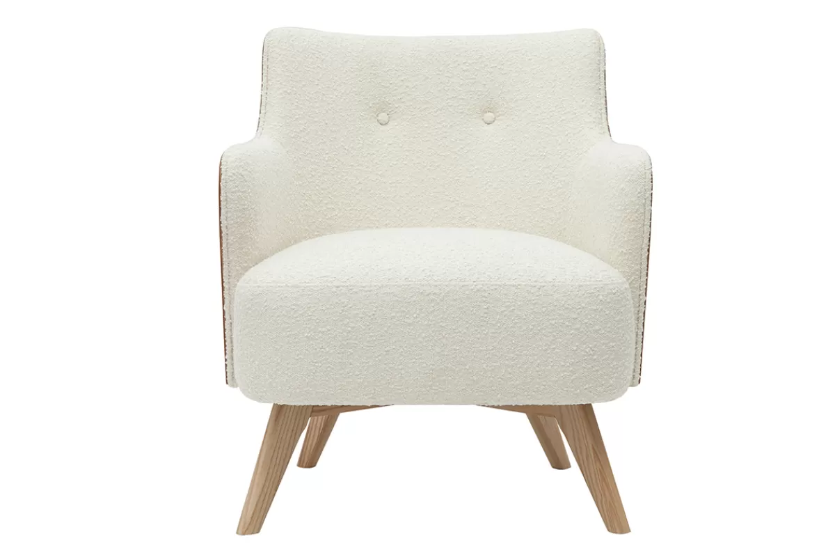 Miliboo Sillones | Sillón-Sofá nórdico efecto borreguillo y madera VALMY