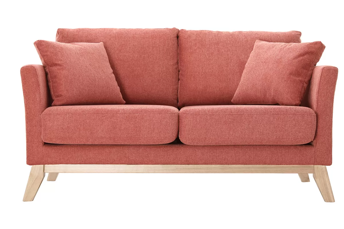 Miliboo Sofá De Diseño-Sofá nórdico 2 plazas con funda desenfundable efecto aterciopelado color terracota OSLO