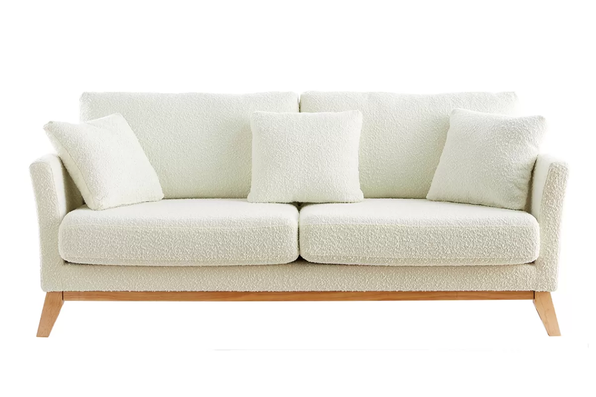 Miliboo Sofá De Diseño-Sofá nórdico 3 plazas desenfundable efecto borreguillo blanco OSLO