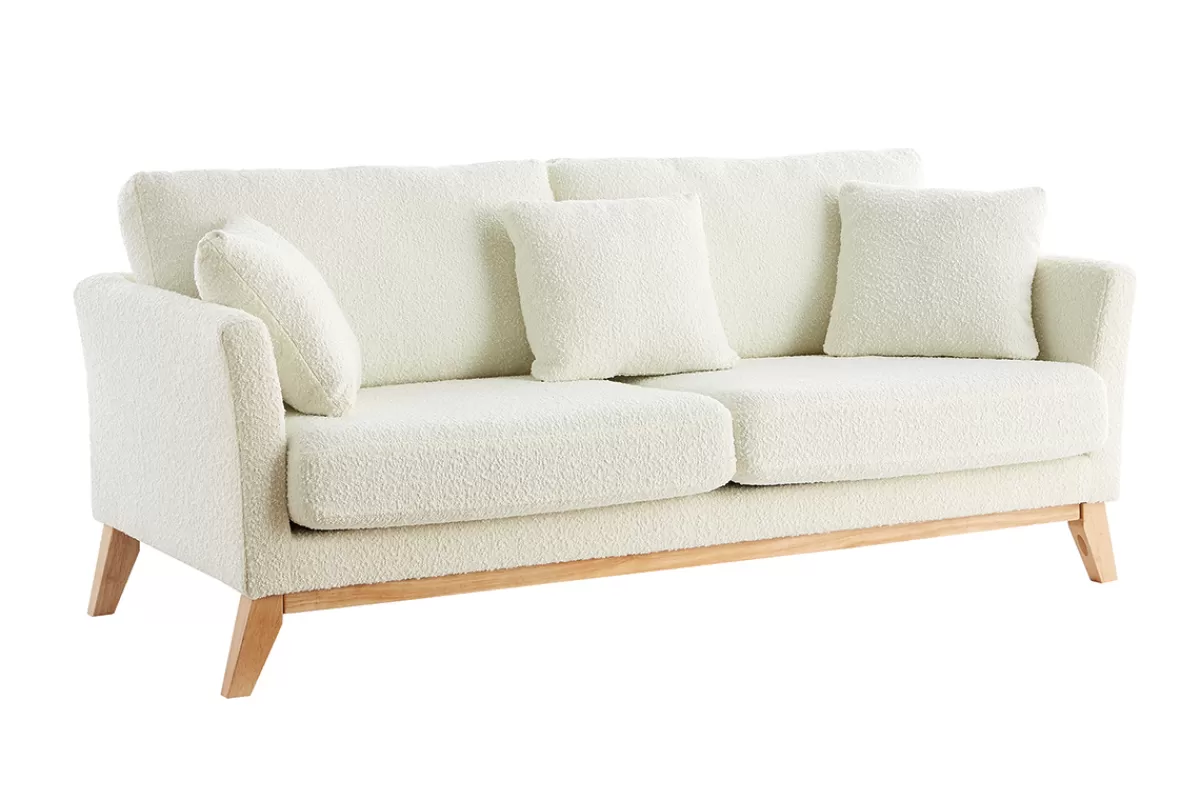 Miliboo Sofá De Diseño-Sofá nórdico 3 plazas desenfundable efecto borreguillo blanco OSLO