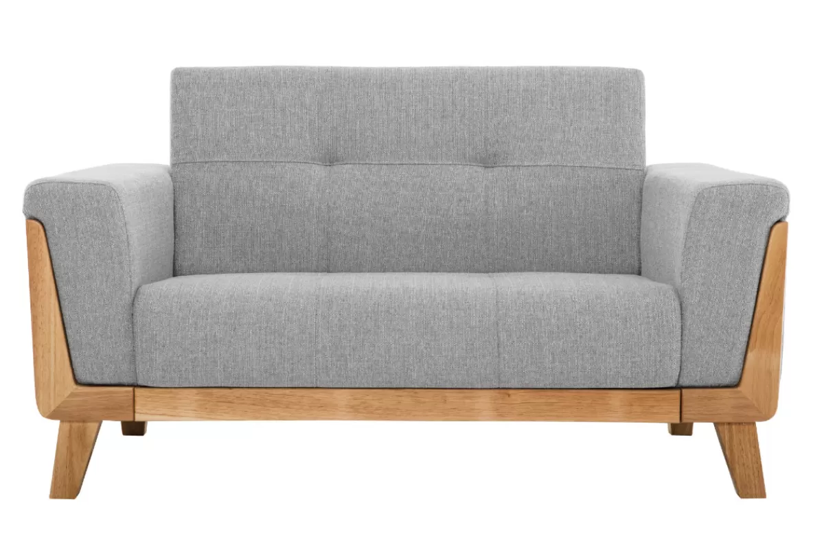 Miliboo Sofá De Diseño-Sofá nórdico 2 plazas gris claro con patas de madera FJORD