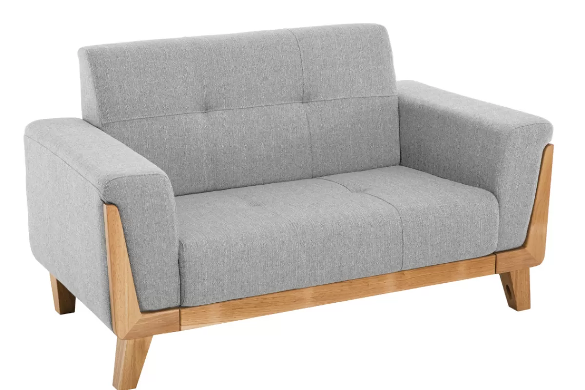 Miliboo Sofá De Diseño-Sofá nórdico 2 plazas gris claro con patas de madera FJORD