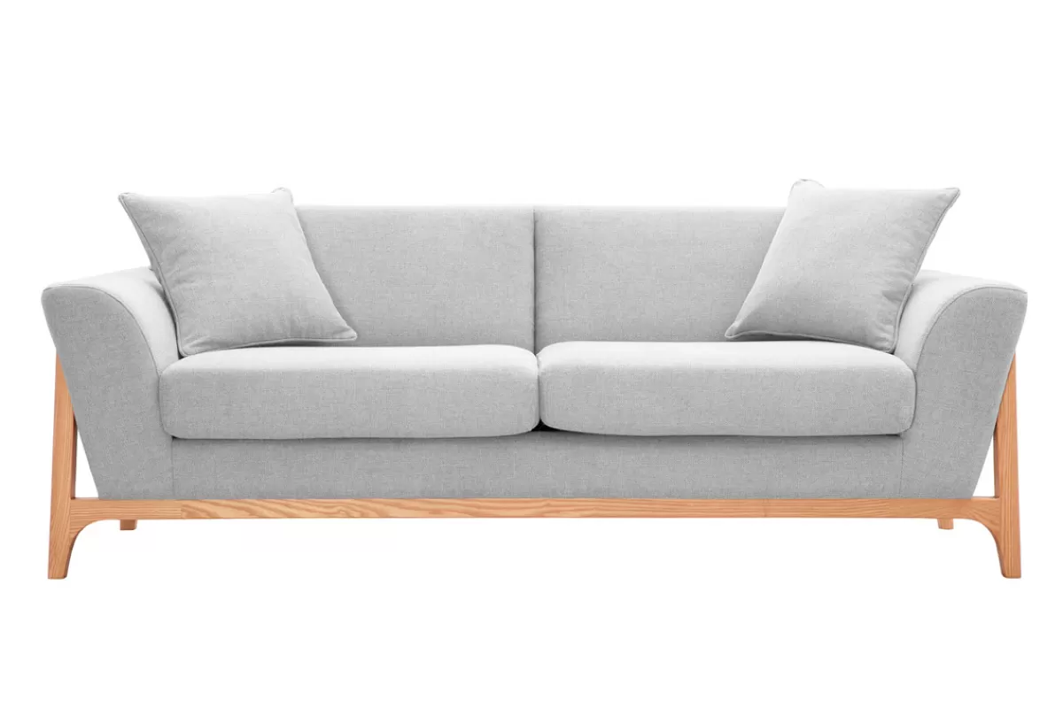 Miliboo Sofá De Diseño-Sofá nórdico 3 plazas gris claro y fresno ASAKO