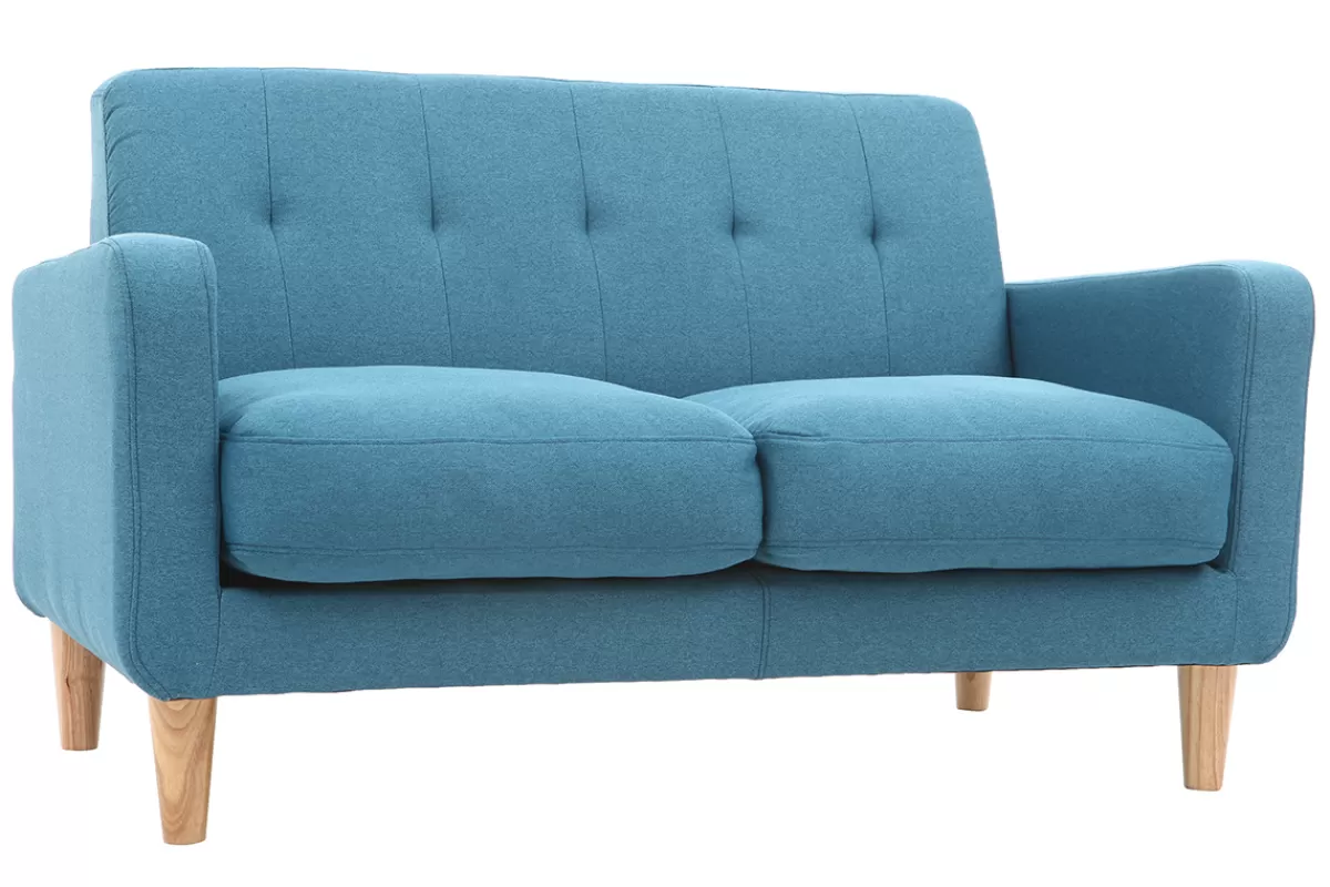 Miliboo Sofá De Diseño-Sofá nórdico tejido azul petróleo 2 plazas LUNA