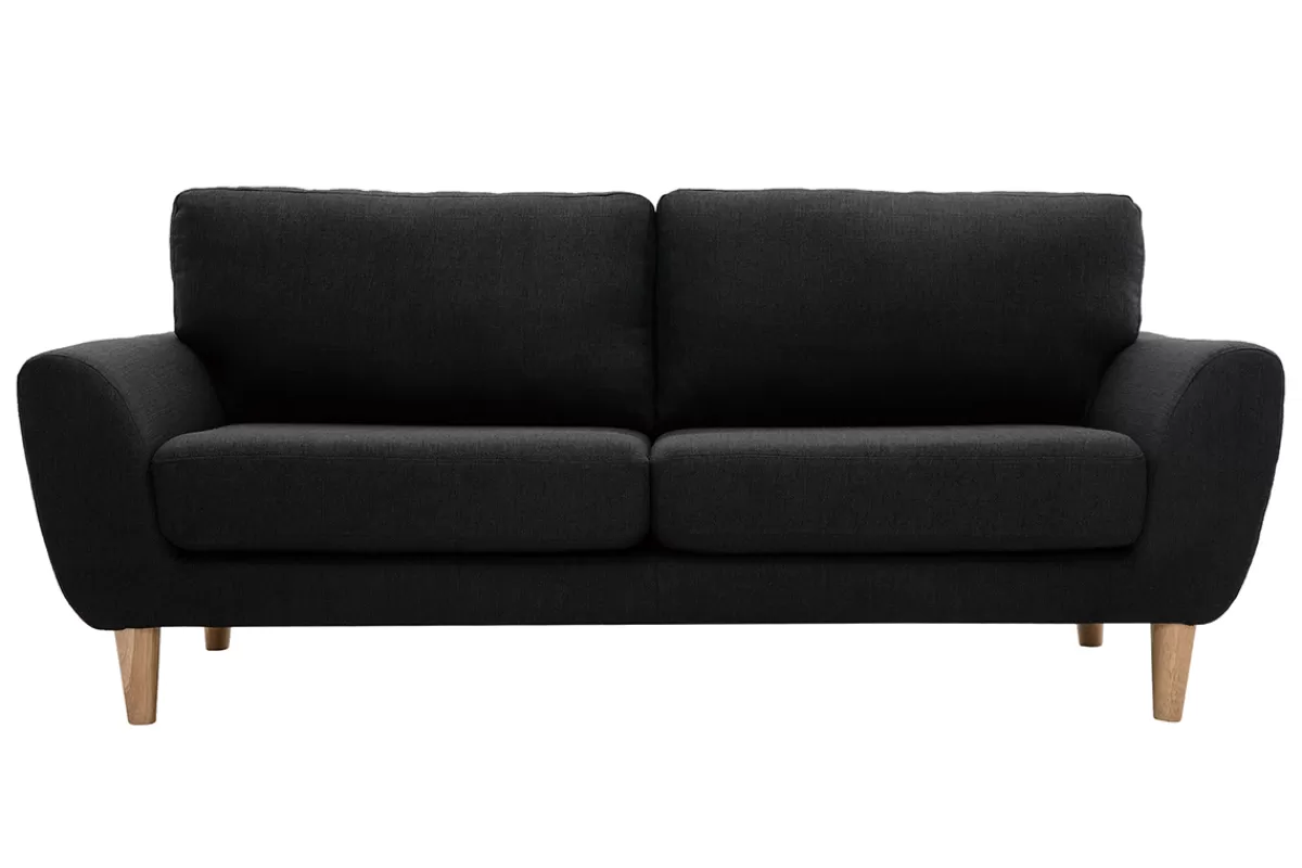 Miliboo Sofá De Diseño-Sofá nórdico tejido gris antracita 3 plazas ALICE