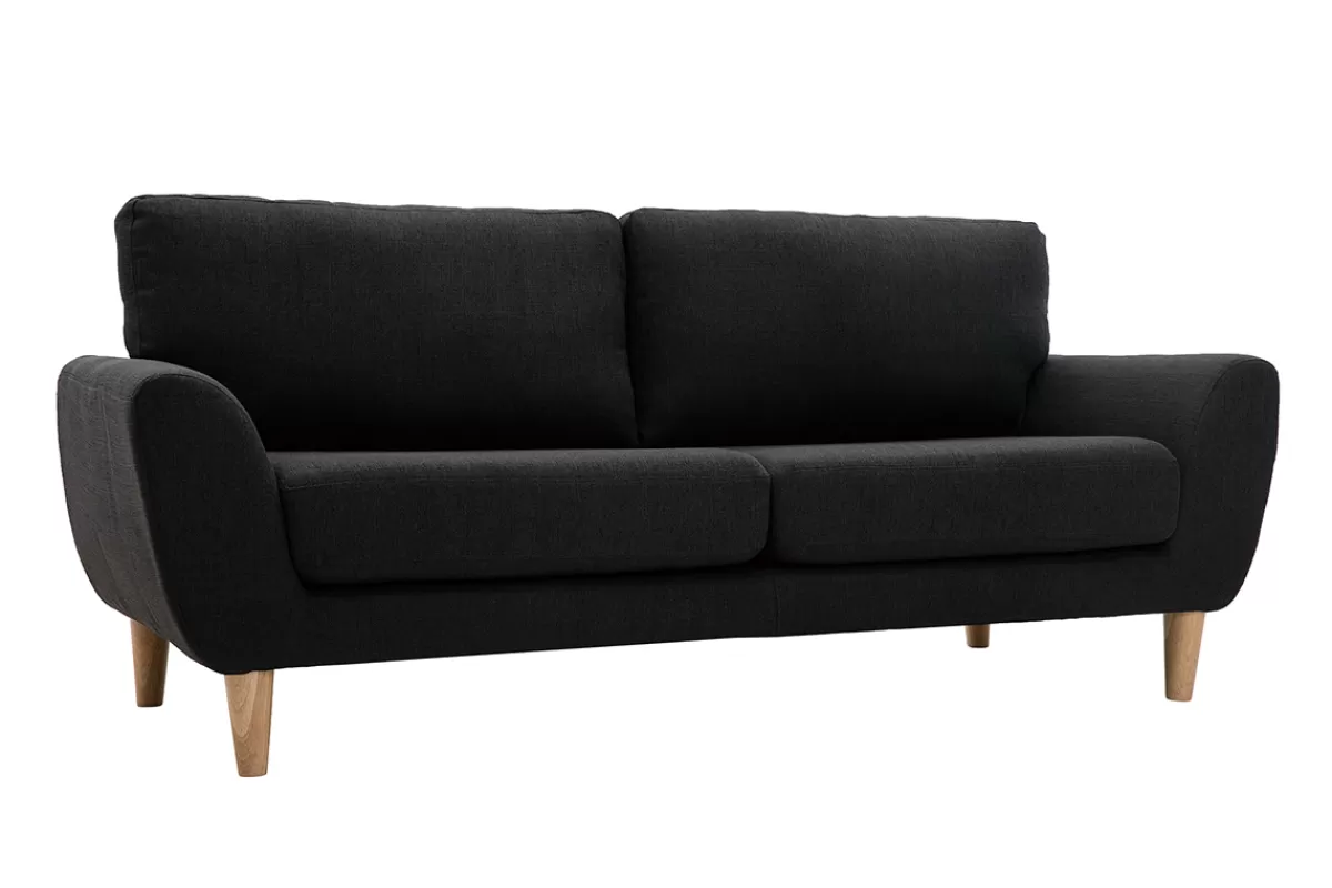 Miliboo Sofá De Diseño-Sofá nórdico tejido gris antracita 3 plazas ALICE