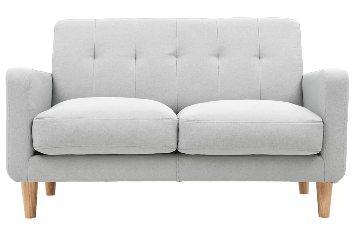 Miliboo Sofá De Diseño-Sofá nórdico tejido gris claro 2 plazas LUNA