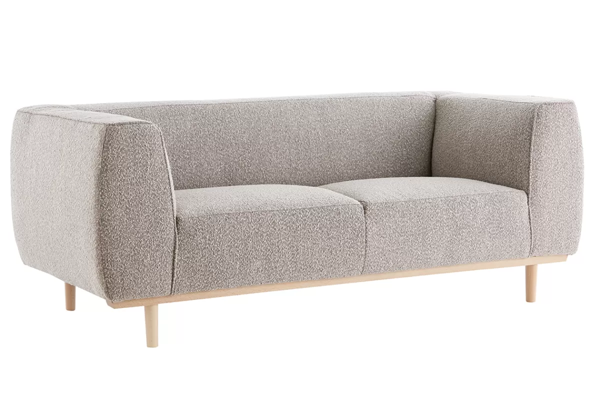 Miliboo Sofá De Diseño-Sofá 2-3 plazas estilo nórdico de tejido rizado estilo lana de color topo MORRIS