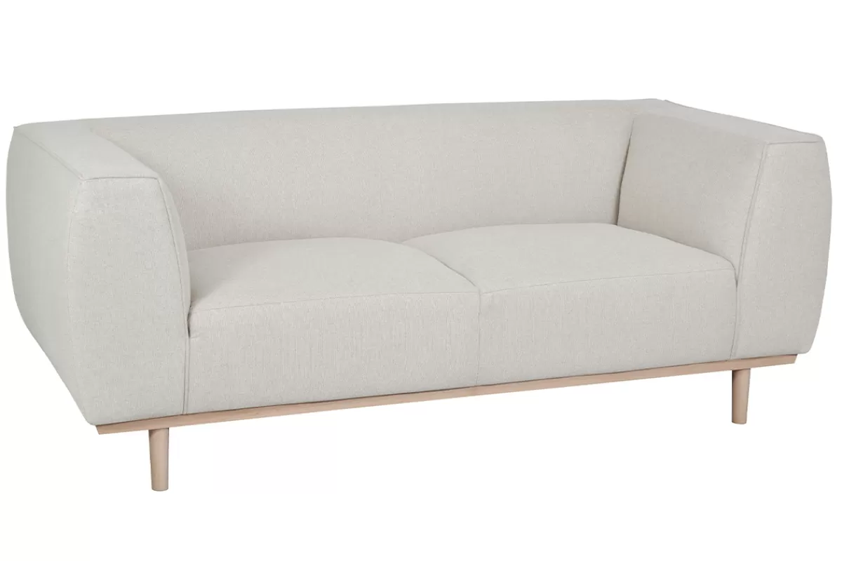 Miliboo Sofá De Diseño-Sofá 2-3 plazas nórdico de tela beige y madera MORRIS
