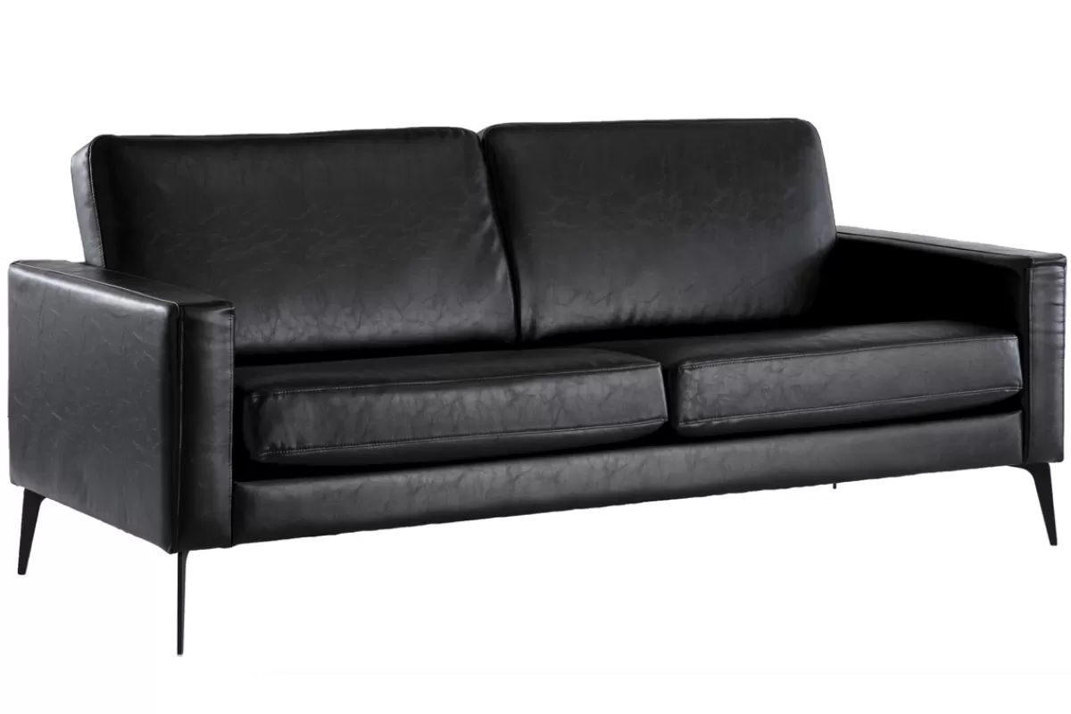 Miliboo Sofá De Diseño-Sofá vintage negro 3 plazas RICCI