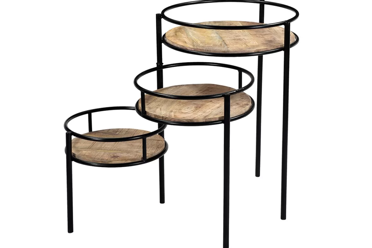 Miliboo Bibliotecas & Estanterías | Bibliotecas & Estanterías-Soporte para plantas modulable en metal y mango THREE
