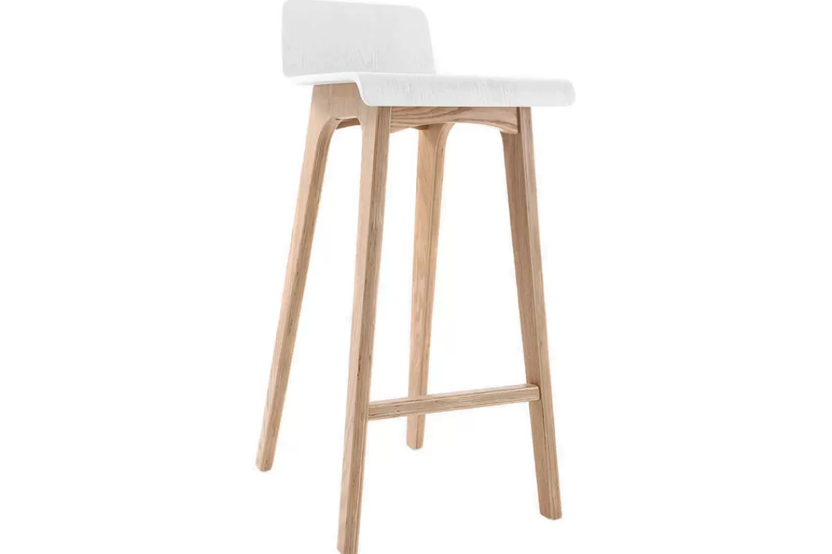 Miliboo Taburetes De Bar-Taburete / silla de bar diseño madera natural y blanco escandinavo BALTIK