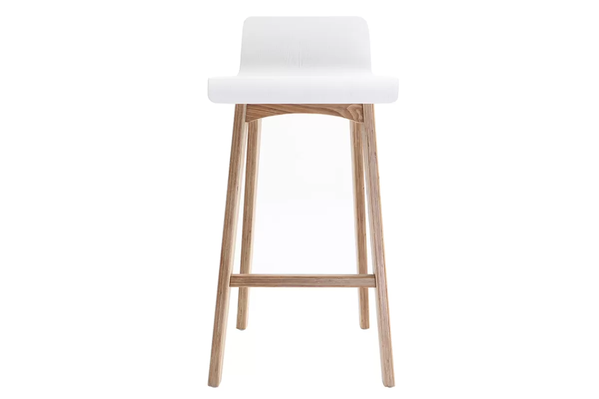 Miliboo Taburetes De Bar-Taburete / Silla de bar escandinavo 65cm blanco patas madera BALTIK