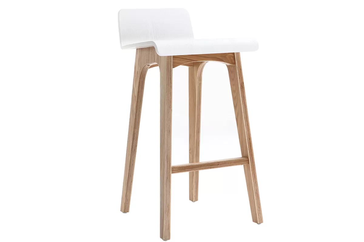 Miliboo Taburetes De Bar-Taburete / Silla de bar escandinavo 65cm blanco patas madera BALTIK