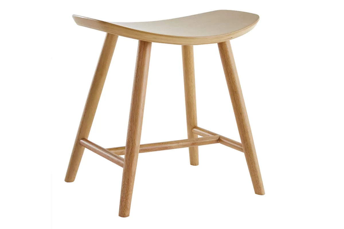Miliboo Sillas Modernas | Sillas De Madera-Taburete bajo de madera clara 46,5 cm DEMORY