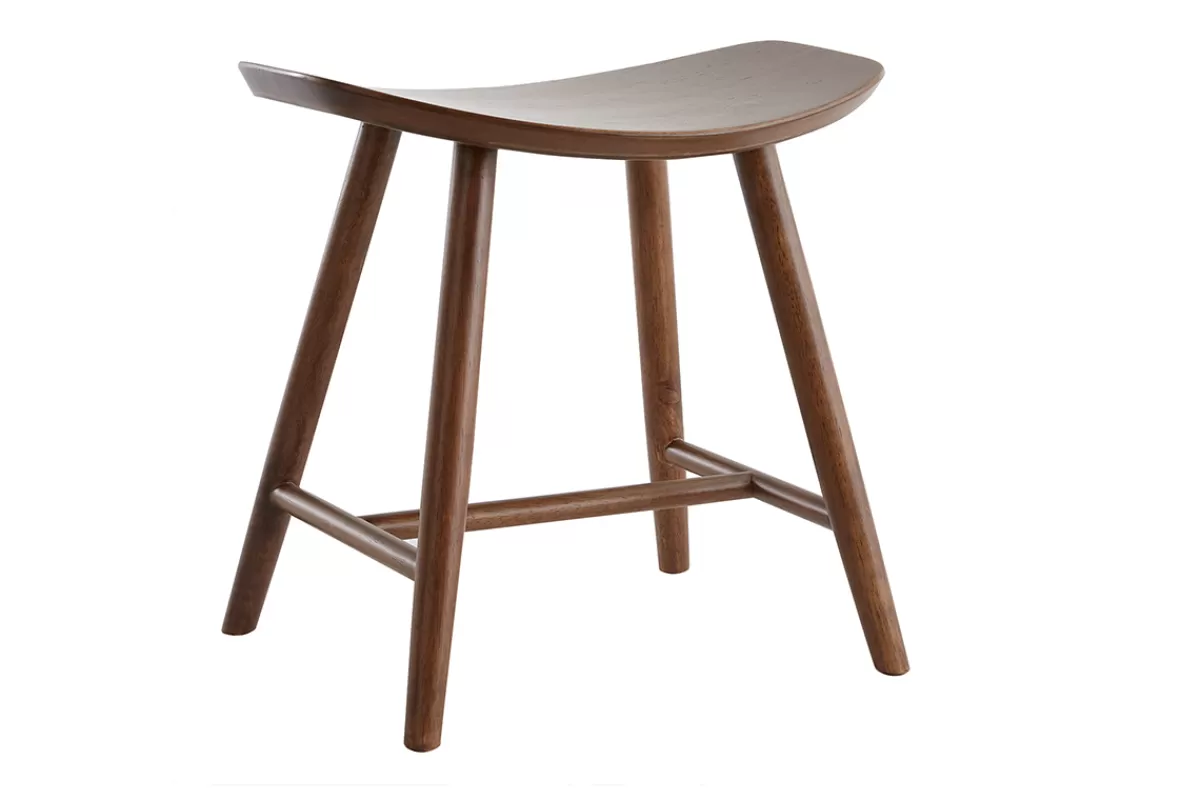 Miliboo Sillas Modernas | Sillas De Madera-Taburete bajo de nogal 46,5 cm DEMORY