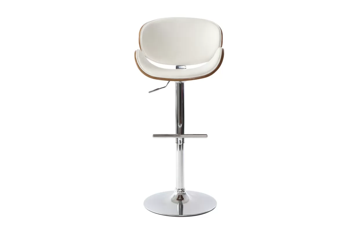 Miliboo Taburetes De Bar-Taburete de bar de diseño blanco y madera WALNUT