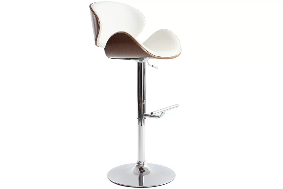 Miliboo Taburetes De Bar-Taburete de bar de diseño blanco y madera WALNUT