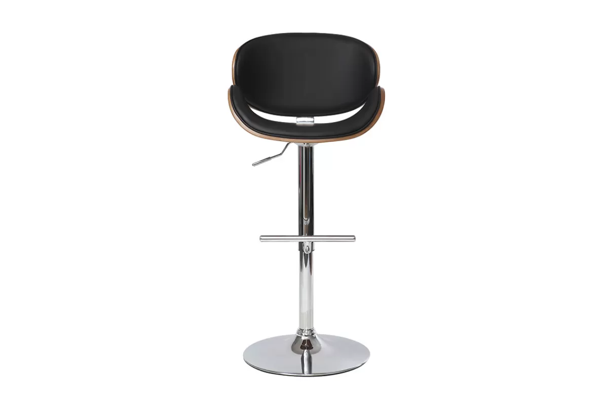 Miliboo Taburetes De Bar-Taburete de bar de diseño negro y madera WALNUT