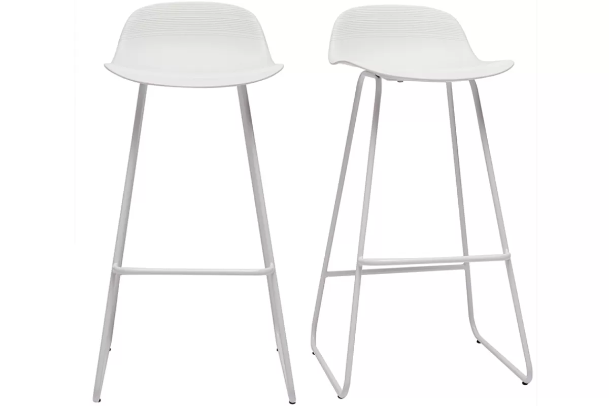 Miliboo Taburetes De Bar-Taburete de bar diseño blanco lote de 2 ELLA