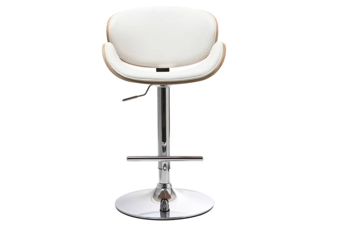 Miliboo Taburetes De Bar-Taburete de bar diseño blanco y madera clara WALNUT