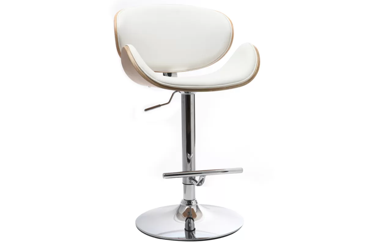 Miliboo Taburetes De Bar-Taburete de bar diseño blanco y madera clara WALNUT