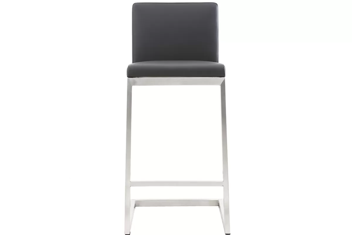 Miliboo Taburetes De Bar-Taburete de bar diseño contemporáneo - aluminio y PU negro lote de dos STELLAR