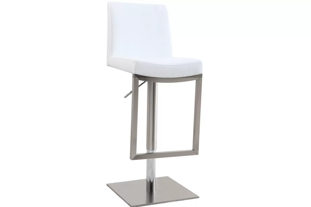 Miliboo Taburetes De Bar-Taburete de bar diseño contemporáneo - metal y PU blanco - KYLE