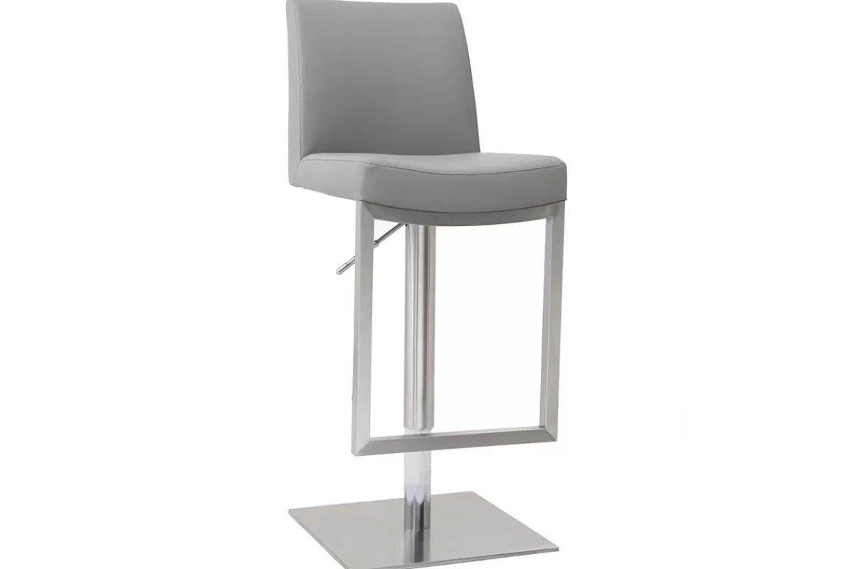 Miliboo Taburetes De Bar-Taburete de bar diseño contemporáneo - metal y PU gris - KYLE
