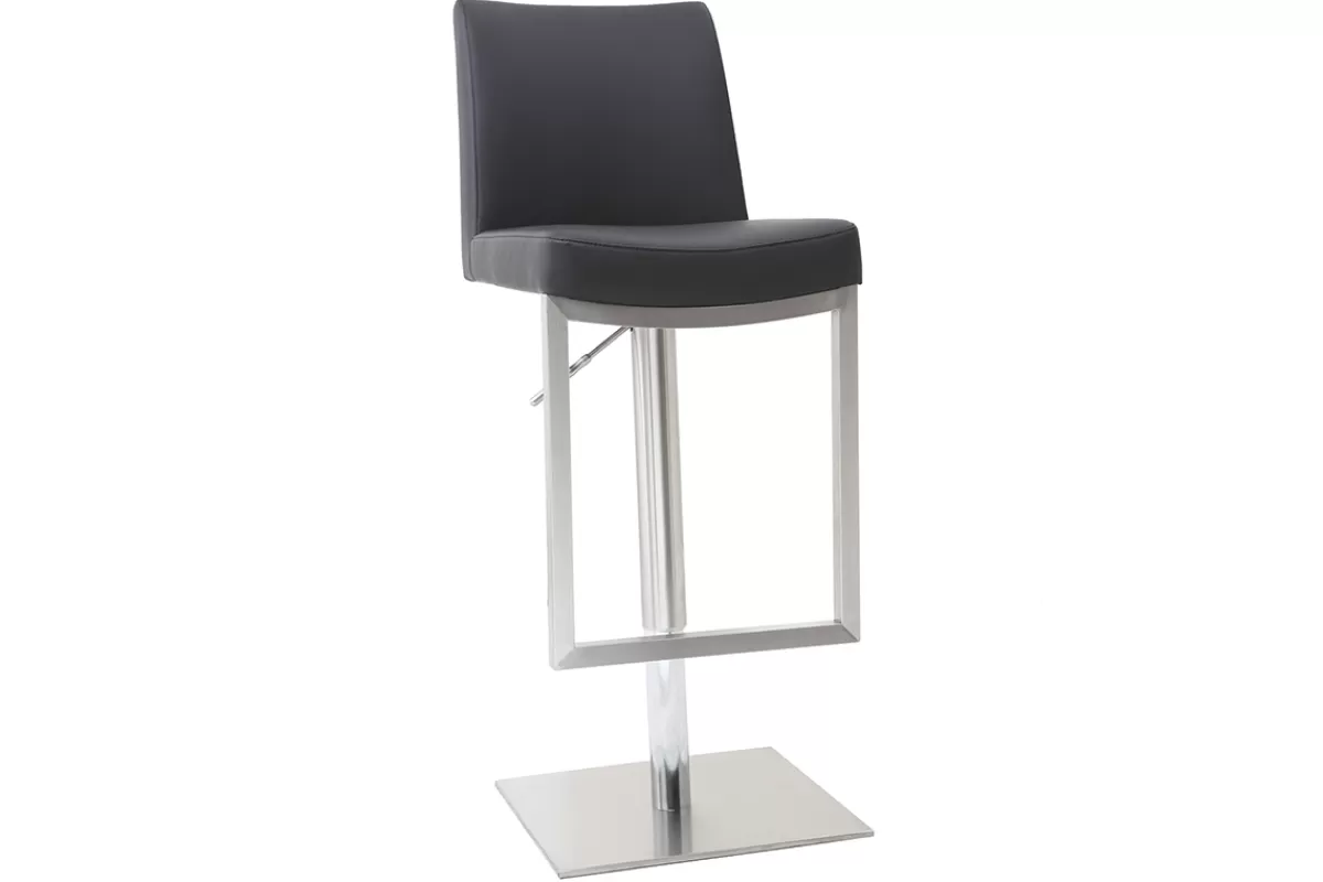 Miliboo Taburetes De Bar-Taburete de bar diseño contemporáneo - metal y PU negro - KYLE