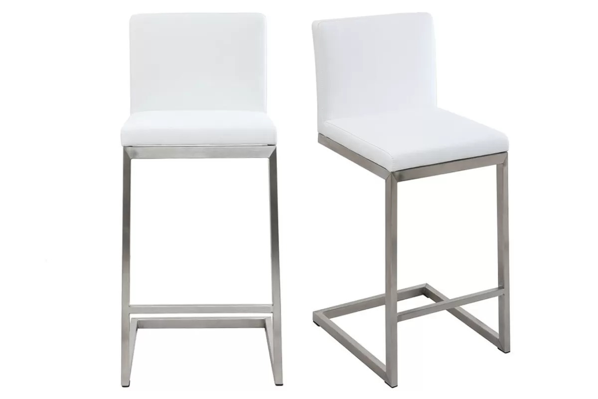 Miliboo Taburetes De Bar-Taburete de bar diseño contemporáneo con pies de aluminio (lote de 2) STELLAR