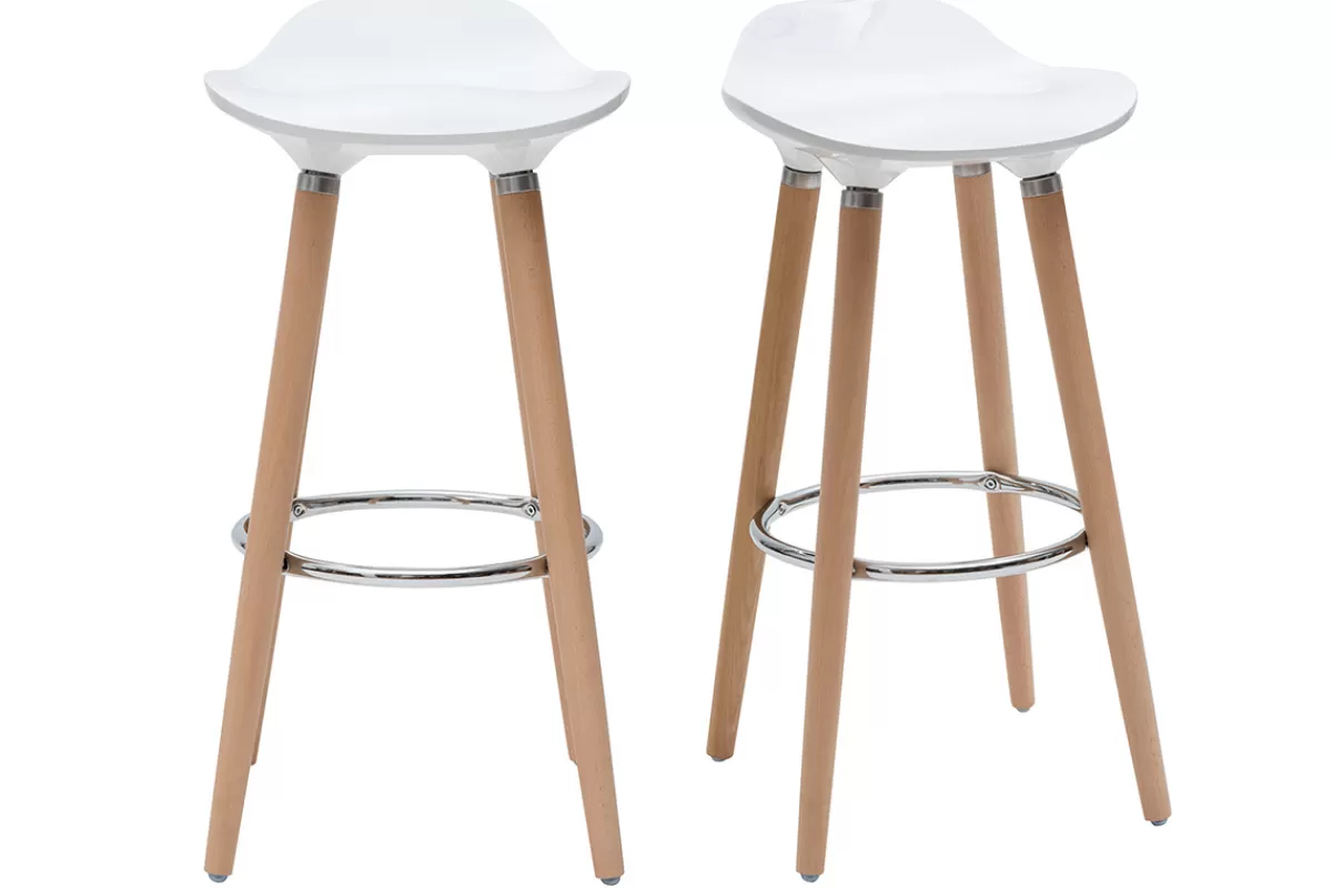 Miliboo Taburetes De Bar-Taburete de bar diseño escandinavo blanco lote de 2 GILDA