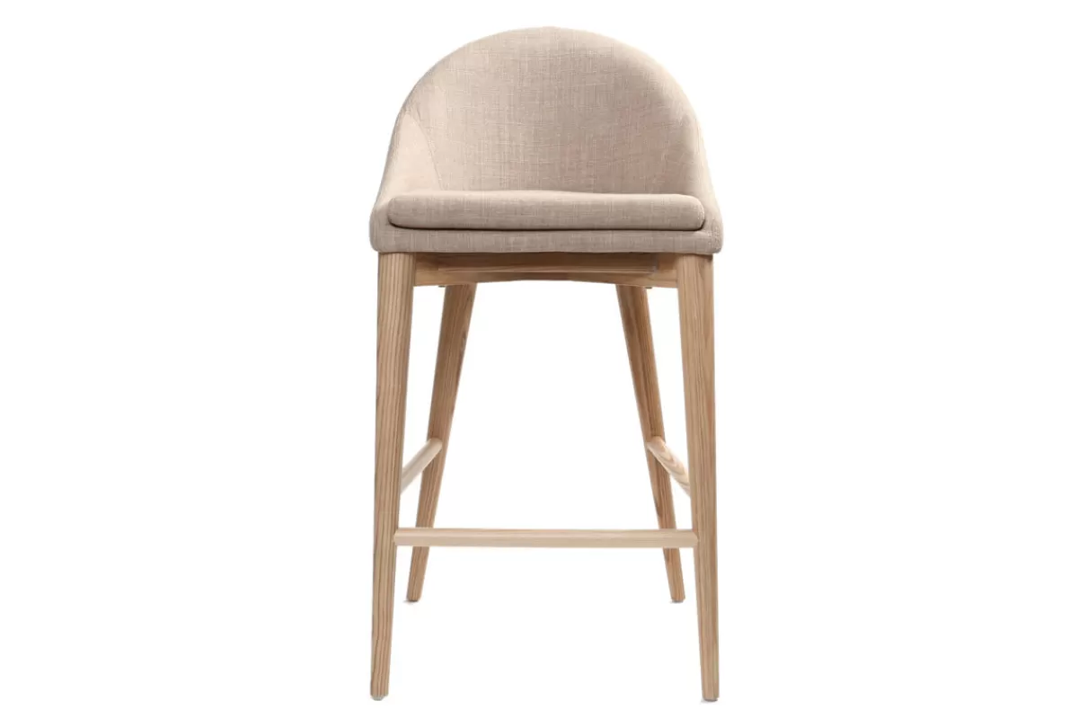 Miliboo Taburetes De Bar-Taburete de bar diseño madera y polyester beige DALIA